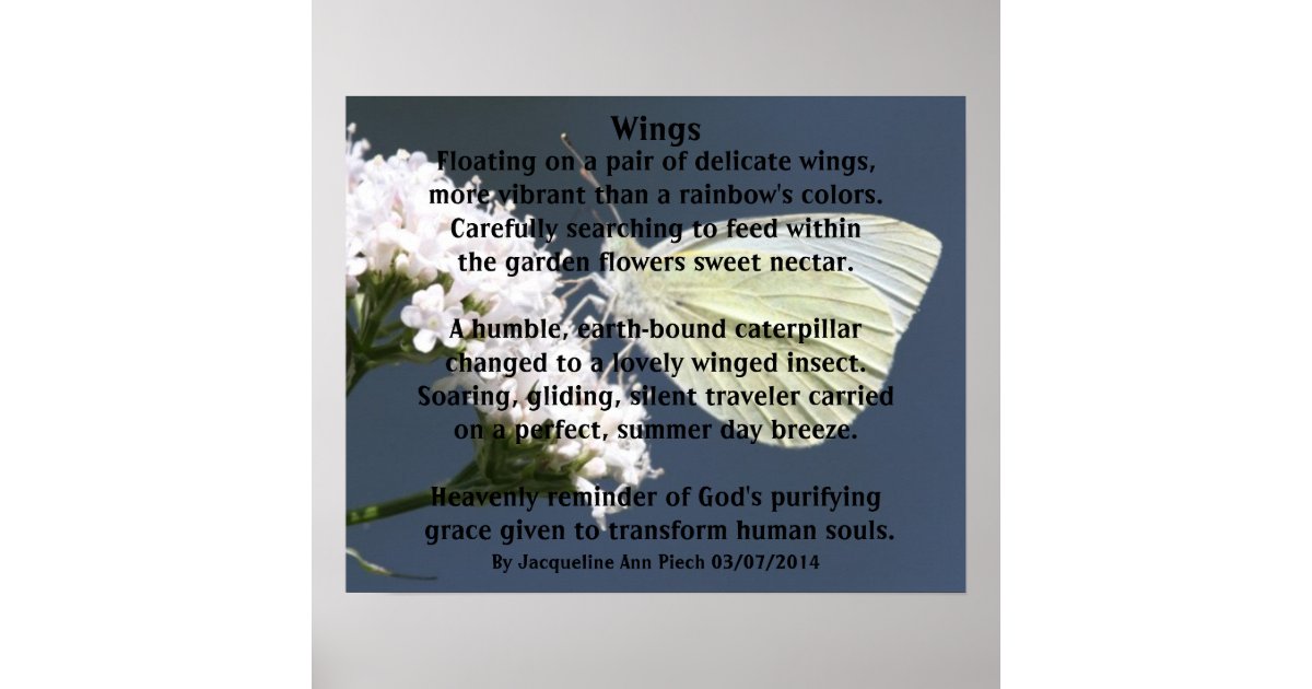 "Wings" Butterfly Poetry Poster | Zazzle