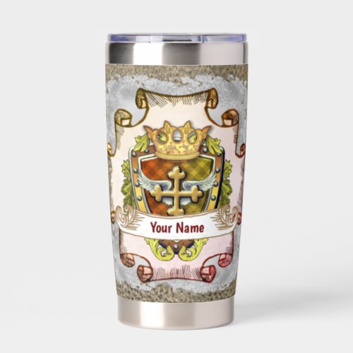 Wings Cross Shield  Surname Family Crest  Insulated Tumbler