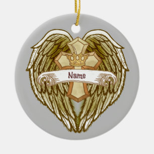 Wings Crown Christian Cross ornament