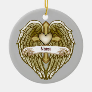 Wings Heart Christian Cross ornament