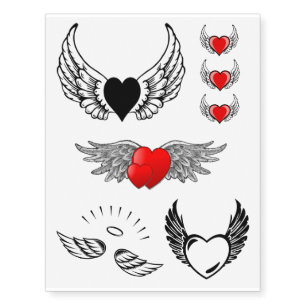 Wings, Hearts and Halo Temporary Tattoos