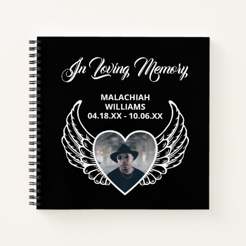 Wings In Loving Memory Funeral Condolence Book
