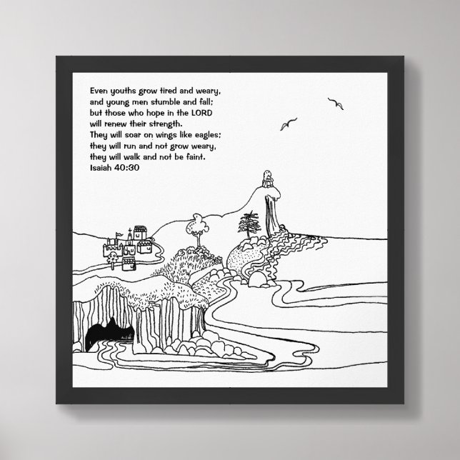 "Wings like eagles" scripturePoster Framed Art (Framed Front)
