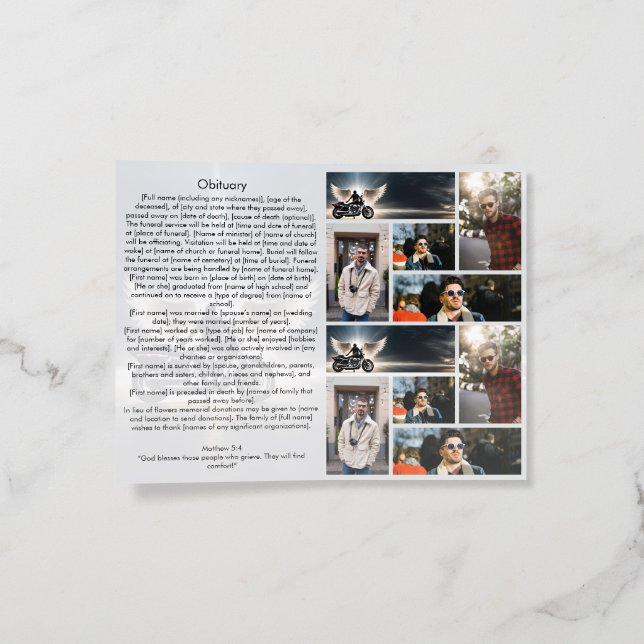 Wings of a Rider Funeral Program  Brochure (Inside)