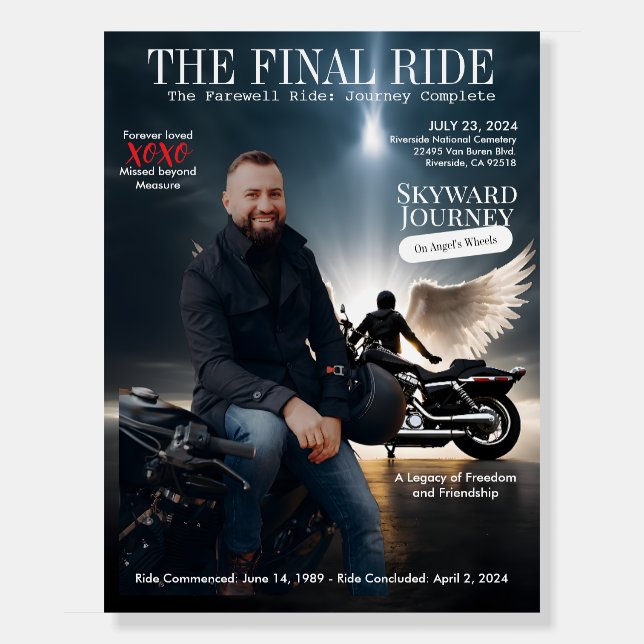 Wings of a Rider Memorial Photo Sign (Front)
