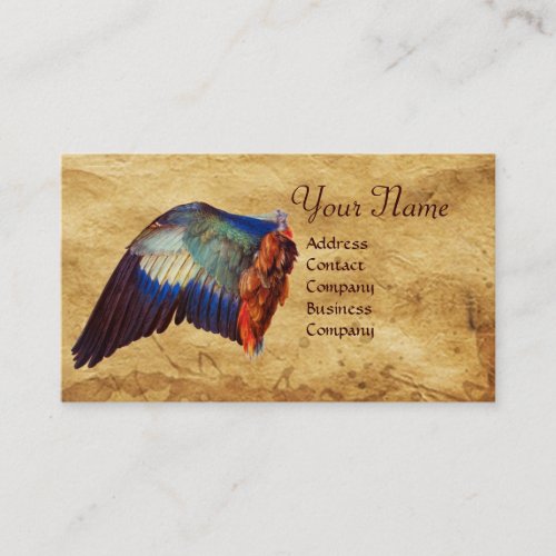 WINGS OF A ROLLER ON ANTIQUE PARCHMENT Monogram Business Card