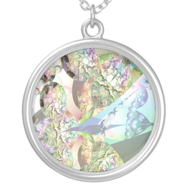 Wings of Angels – Celestite & Amethyst Crystals Silver Plated Necklace (Front)