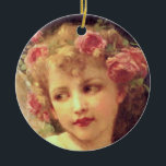 Wings Of Desire - Guillaume Seignac Ceramic Ornament<br><div class="desc">Beautiful celestial dreamlike painting of a lovely young girl with romantic pink roses in her golden hair and with ethereal angelic wings,  embodying themes of innocence and purity. Oil on canvas by French artist Guillaume Seignac.</div>