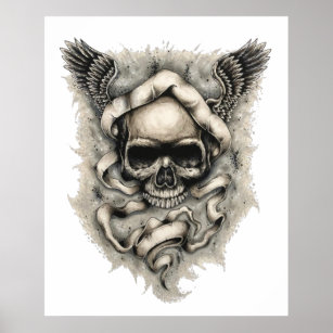 "Wings of Destiny" Skull Wings Art Poster Print