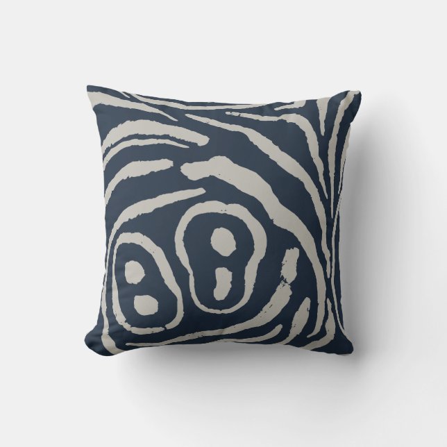 Wings of Echo Ink Blue Driftwood Gray Throw Pillow (Front)