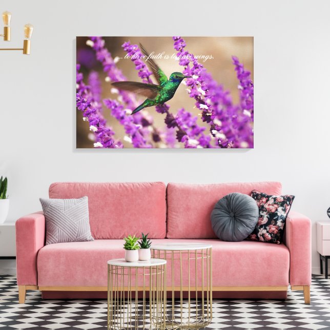 Wings of Faith Sparkling Violet-ears Hummingbird Canvas Print (Insitu(LivingRoom))