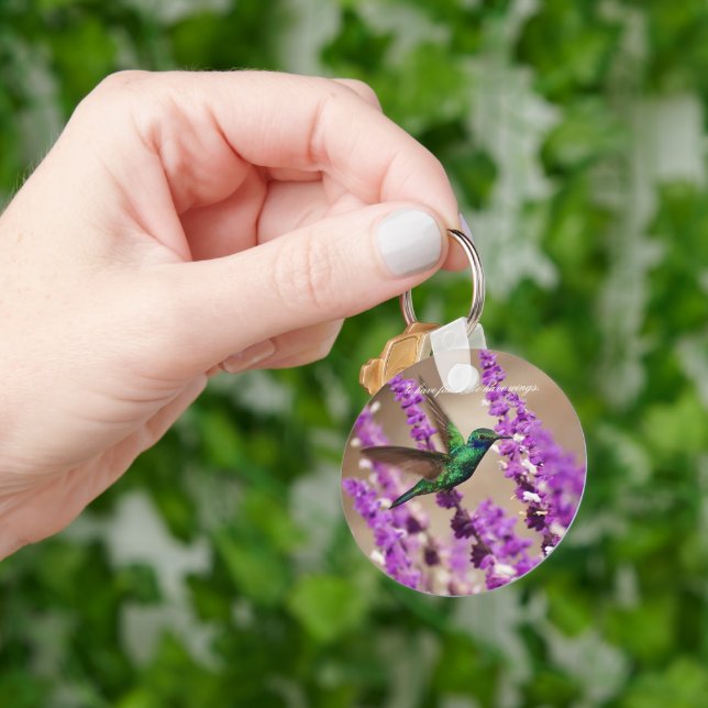 Wings of Faith Sparkling Violet-ears Hummingbird Keychain (Hand)