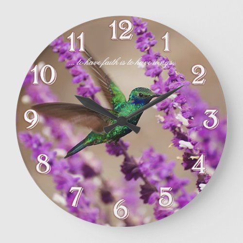 Wings of Faith Sparkling Violet_ears Hummingbird Large Clock