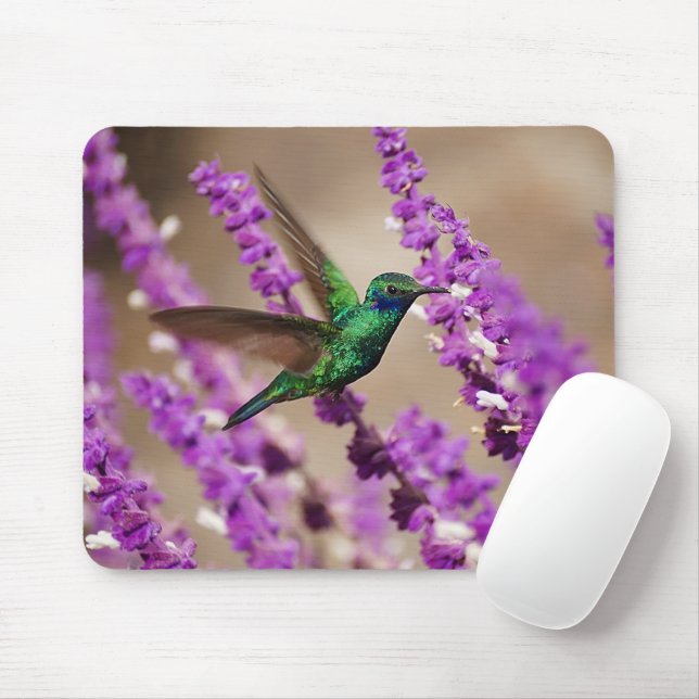 Wings of Faith Sparkling Violet-ears Hummingbird Mouse Pad (With Mouse)