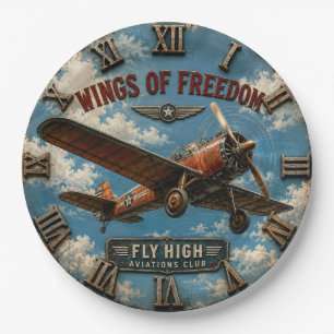 Wings of Freedom Classic Aviation Military Aircraf Paper Plates