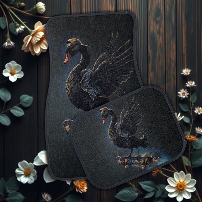 Wings of freedom the black swan on the skateboard. car floor mat (Creator Uploaded)