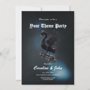 Wings of freedom the black swan on the skateboard. invitation