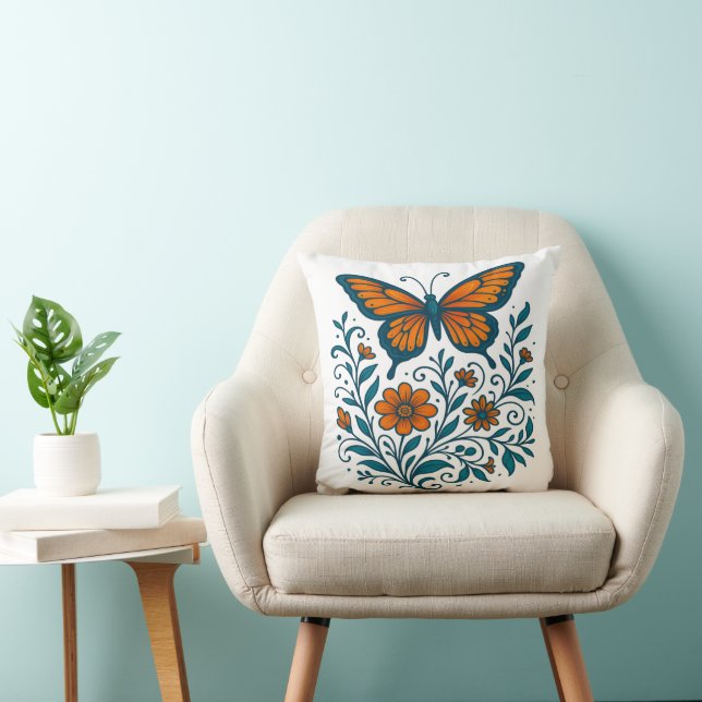 Wings of Garden Harmony Throw Pillow (Chair)