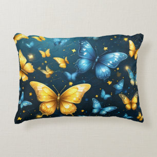 Wings of Joy: Blue and Yellow Flying Butterflies, Accent Pillow