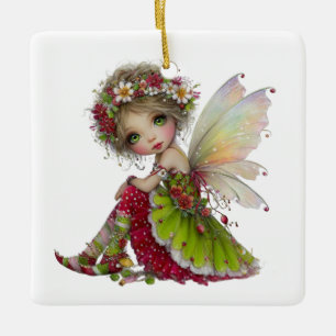 Wings of Joy: Enchanted Holiday Wishes Ceramic Ornament