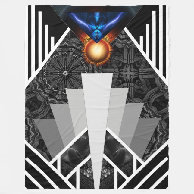 Wings Of Lightning Deco Mech Flare Fleece Blanket (Front)