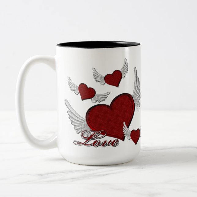Wings Of Love Red Logo Coffee Mug (Left)