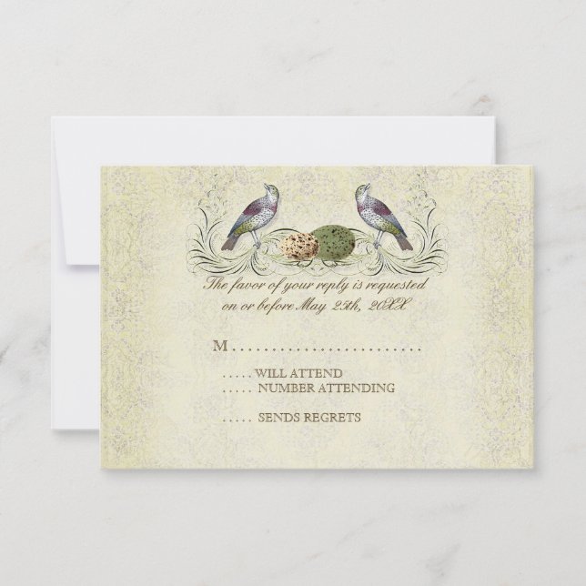Wings of Love RSVP Response Card - Cream Tan (Front)