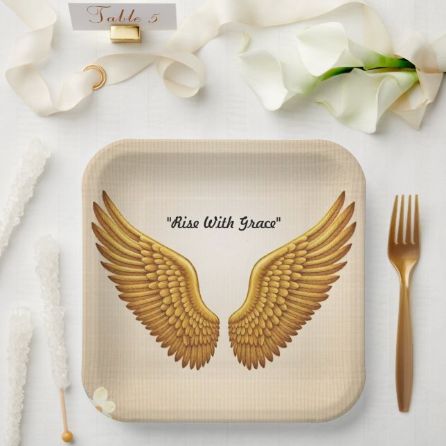 Wings of Opulence Paper Plates (Wedding)