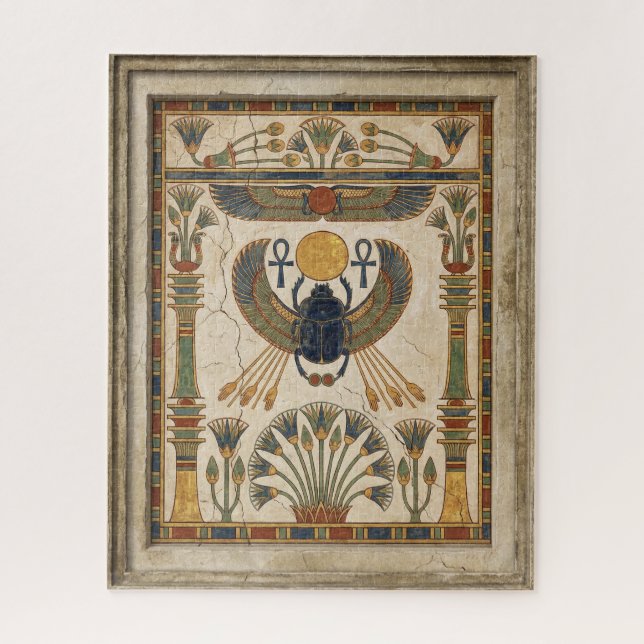 Wings of the Dawn: Ancient Egyptian Sun Scarab Jigsaw Puzzle (Vertical)