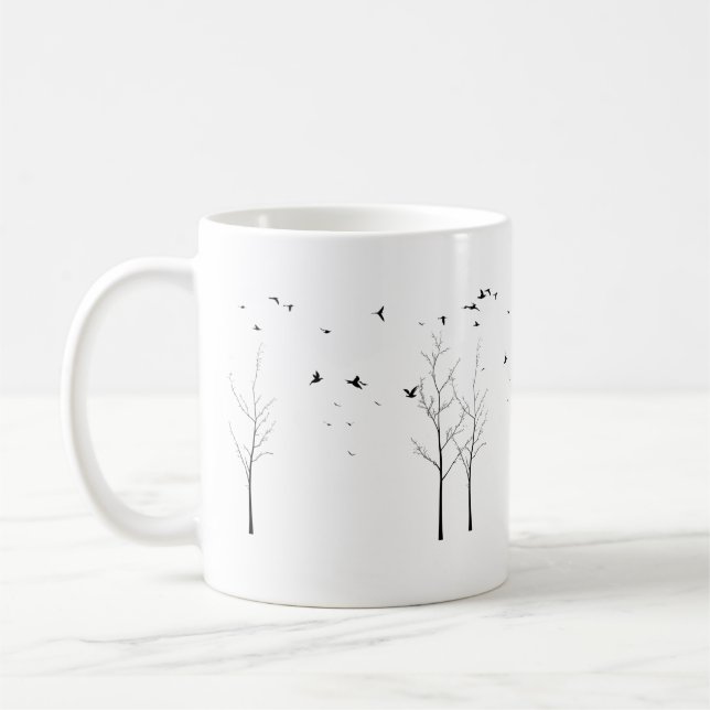 Wings of Tranquility – A Minimalist Nature Escape Coffee Mug (Left)