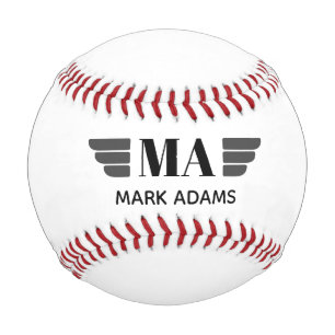 Wings Personalized Monogram Baseball