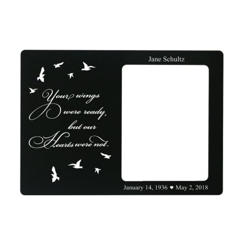 Wings Ready Thoughtful Black Magnet Memorial Frame