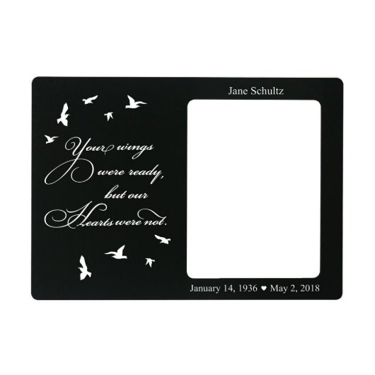Wings Ready Thoughtful Black Magnet Memorial Frame (Front)