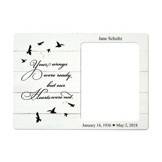 Wings Ready Thoughtful White Magnet Memorial Frame (Front)
