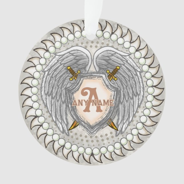 Wings Sword Monogram  Ornament (Front)
