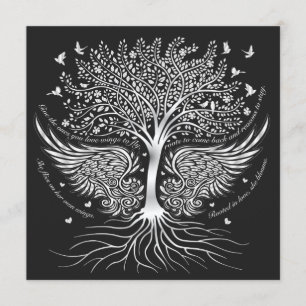 Wings To Fly and Tree with Roots Blank Invitation