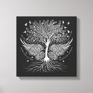 Wings To Fly and Tree with Roots Wrapped Canvas Print