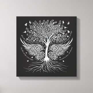 Wings To Fly and Tree with Roots Wrapped Canvas Print