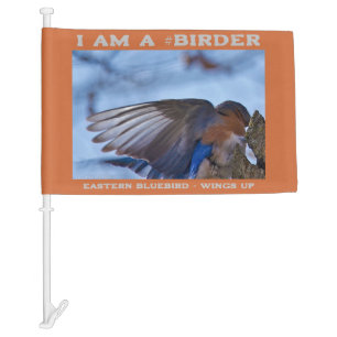 Wings Up Eastern Bluebird Birder Car Flag