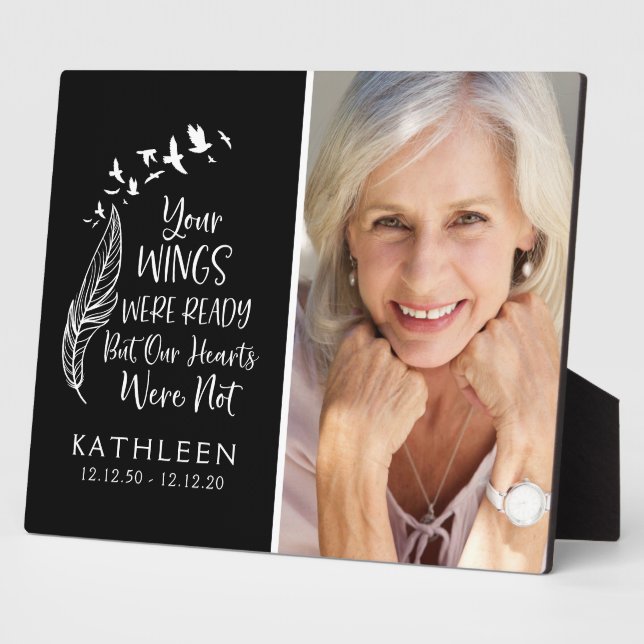 Wings Were Ready Family Memorial Photo Keepsake Plaque (Side)