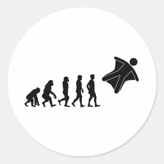 Wingsuit flying Base Jumping Skydiving Evolution Classic Round Sticker (Front)