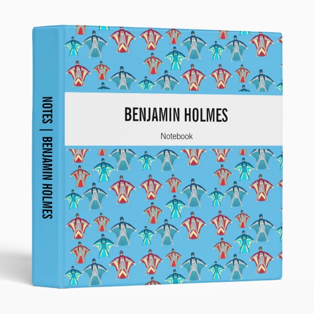 Wingsuit Skydiving Themed 3 Ring Binder (Front/Spine)