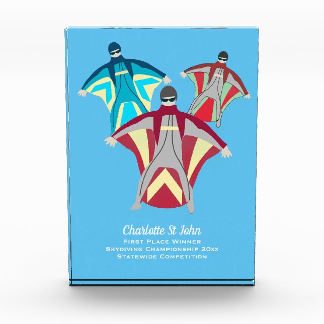 Wingsuit Skydiving Themed Acrylic Award (Front)