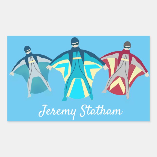 Wingsuit Skydiving Themed Rectangular Sticker (Front)
