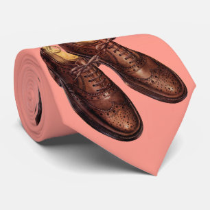wingtip shoes print neck tie