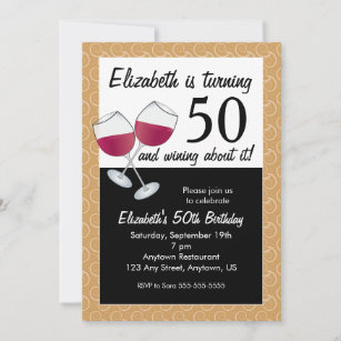 Wining About Turning 50, Red Wine Birthday Party Invitation