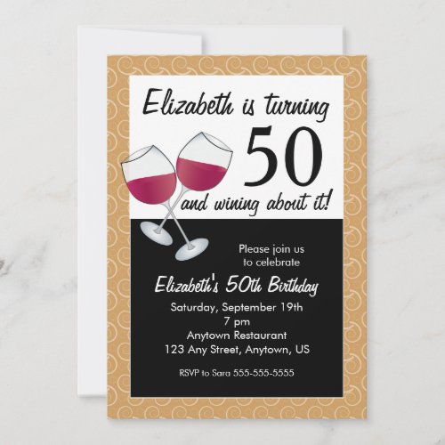Wining About Turning 50 Red Wine Birthday Party Invitation