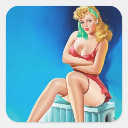 Wink 1947 Pin Up Art Square Sticker