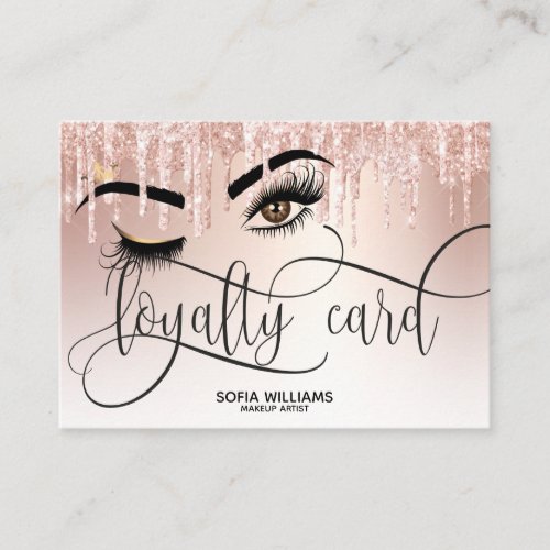 Wink Beautiful Brown Eye with Gold Crown Loyalty Referral Card
