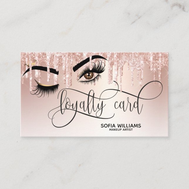 Wink Beautiful Brown Eye with Gold Crown Loyalty Referral Card (Front)